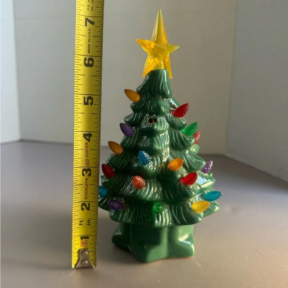 Mini Lighted Green Ceramic Christmas Tree